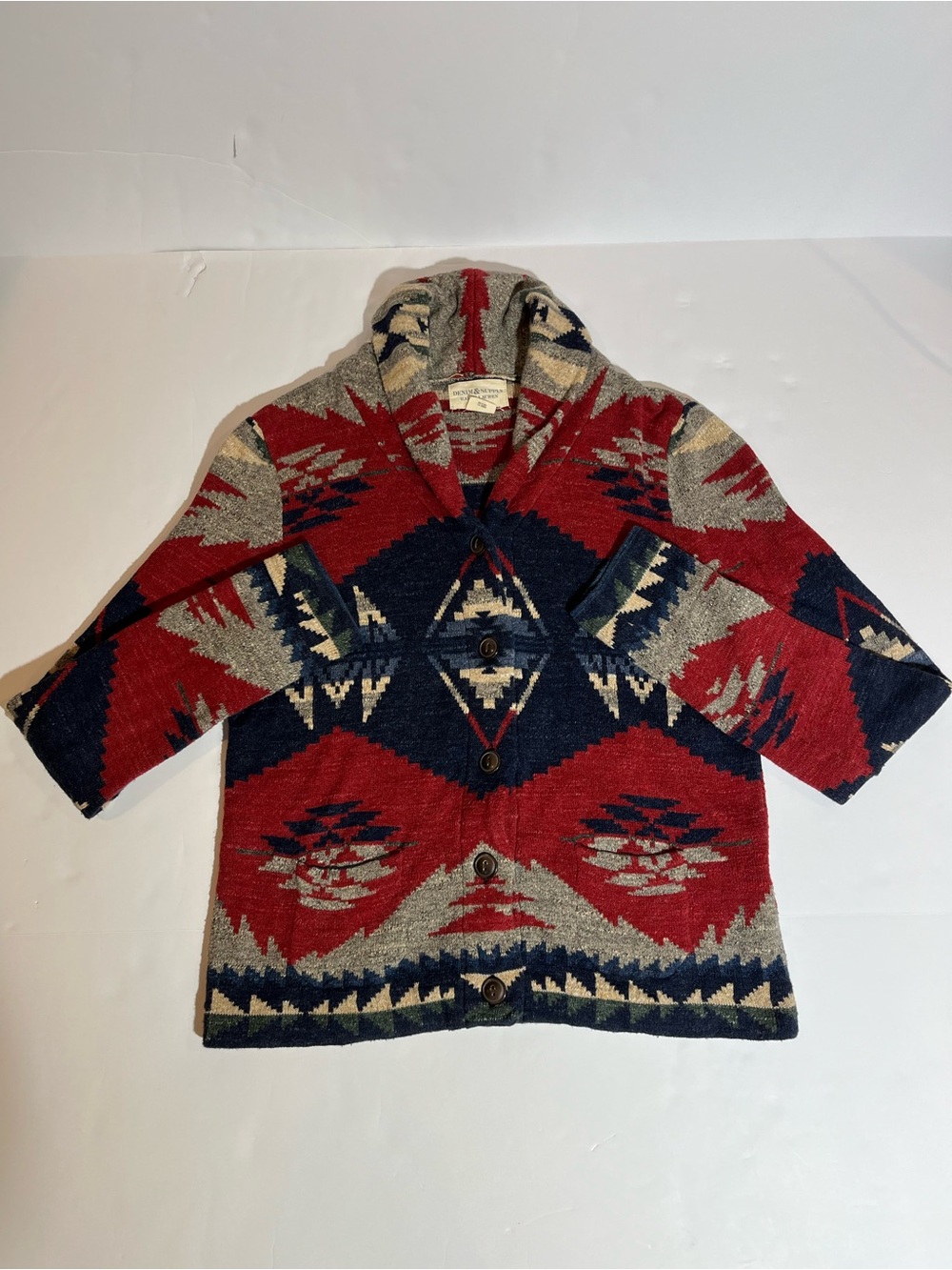 Ralph Lauren Denim Supply Aztec Southwest Navajo Shawl Collar Cardigan Size Med